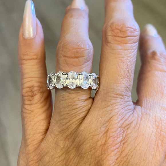 Oval Cubic Zirconia Eternity Ring - Picture 8 of 15